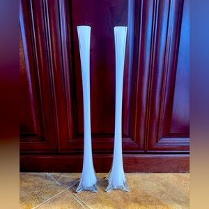 2 foot white crystal vases!
